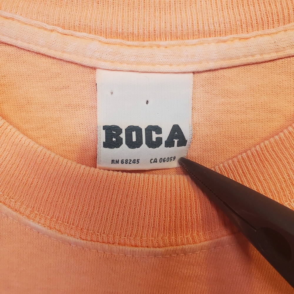 Vintage Boca Authentic Graphic T-Shirt Mens XXL Orange Faded VTG Spellout Tee - Picture 3 of 7